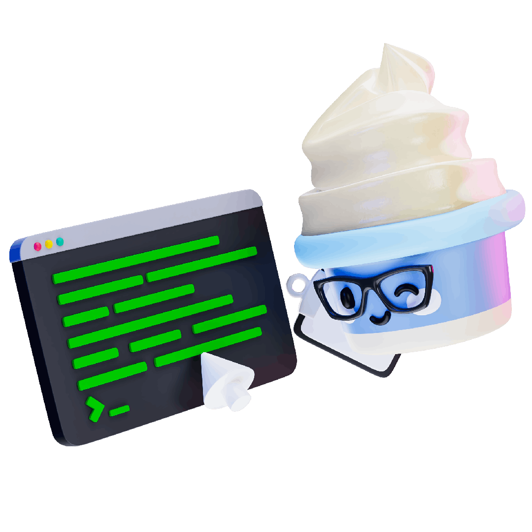 A cheeky ice-cream figure working efficiently with a new debugging tool